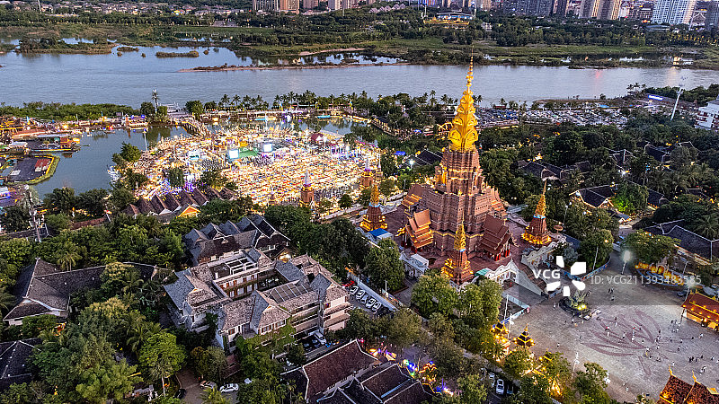 航拍视角下的西双版纳和湄公河图片素材