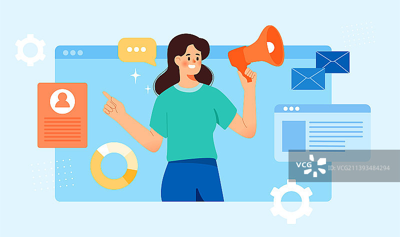 数据分析团队招聘宣传工作自由职业矢量插画图片素材