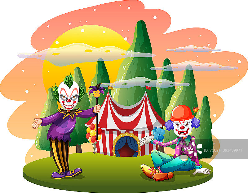 小丑卡通户外场景图片素材