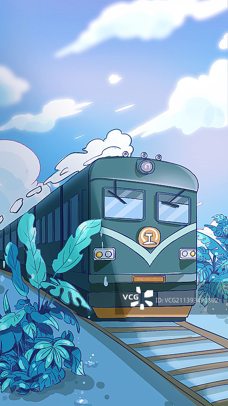 旅途中的绿皮火车图片素材