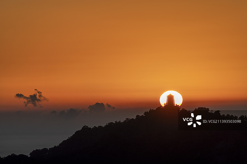 日出青城山老君阁图片素材