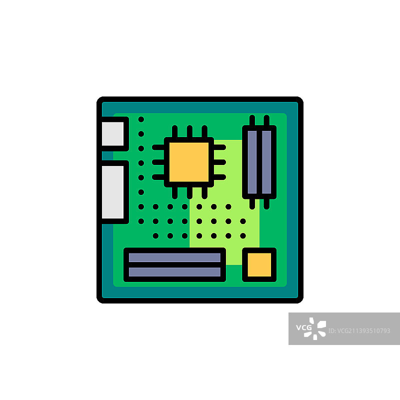 电脑硬件主板线性图标图片素材