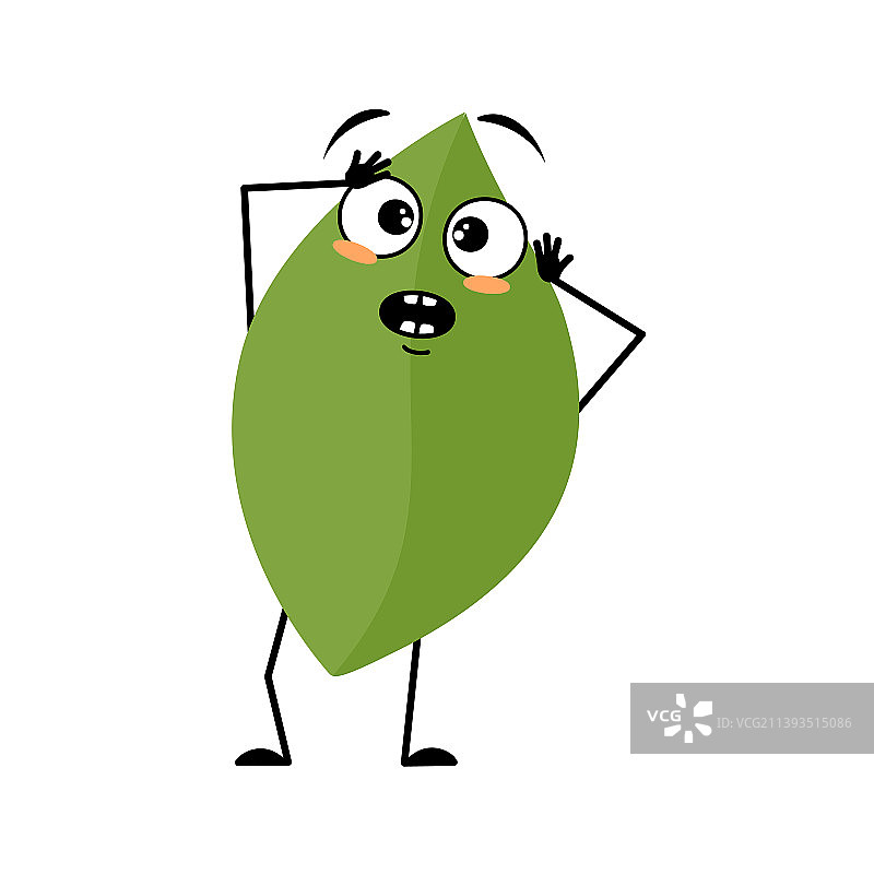 带有惊慌表情的叶子角色图片素材