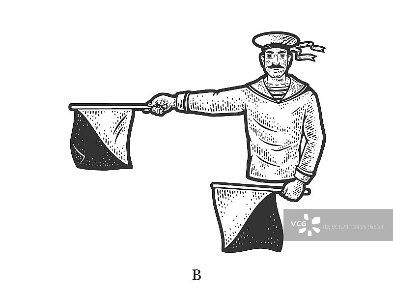 旗语字母B示意图图片素材