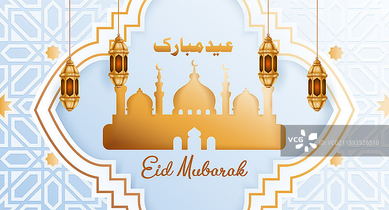 伊斯兰风格开斋节贺卡模板图片素材