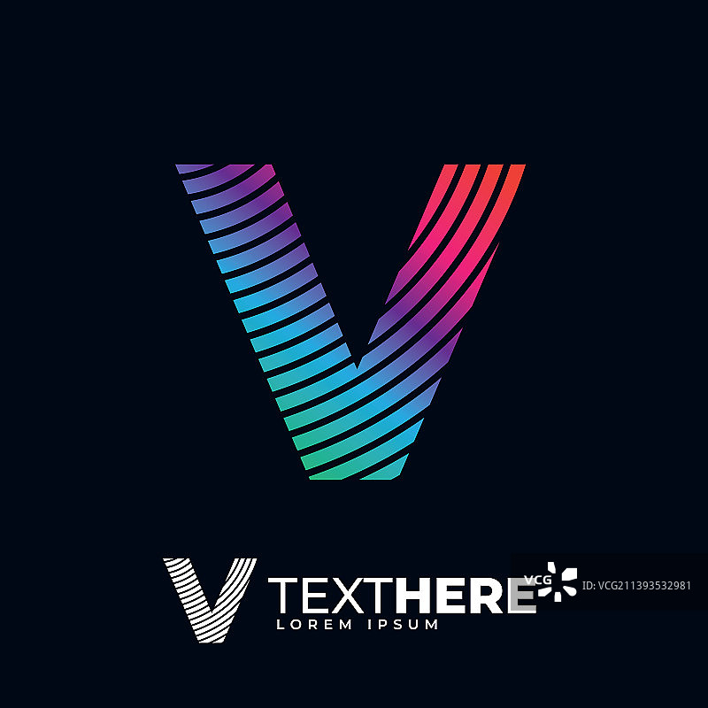 彩色现代数字字母V设计图片素材