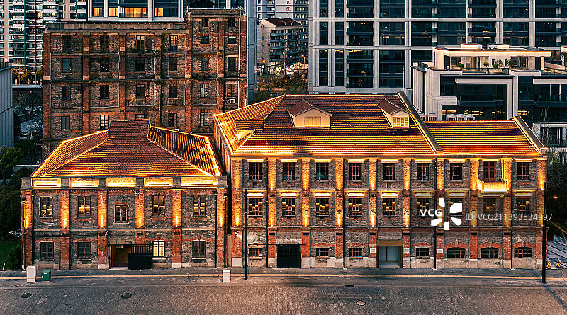 福新面粉一厂旧址夜景面粉厂图片素材