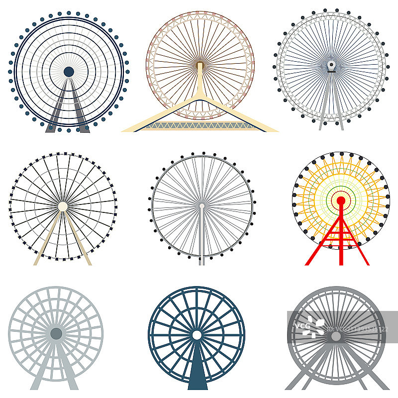 一组孤立的摩天轮图片素材