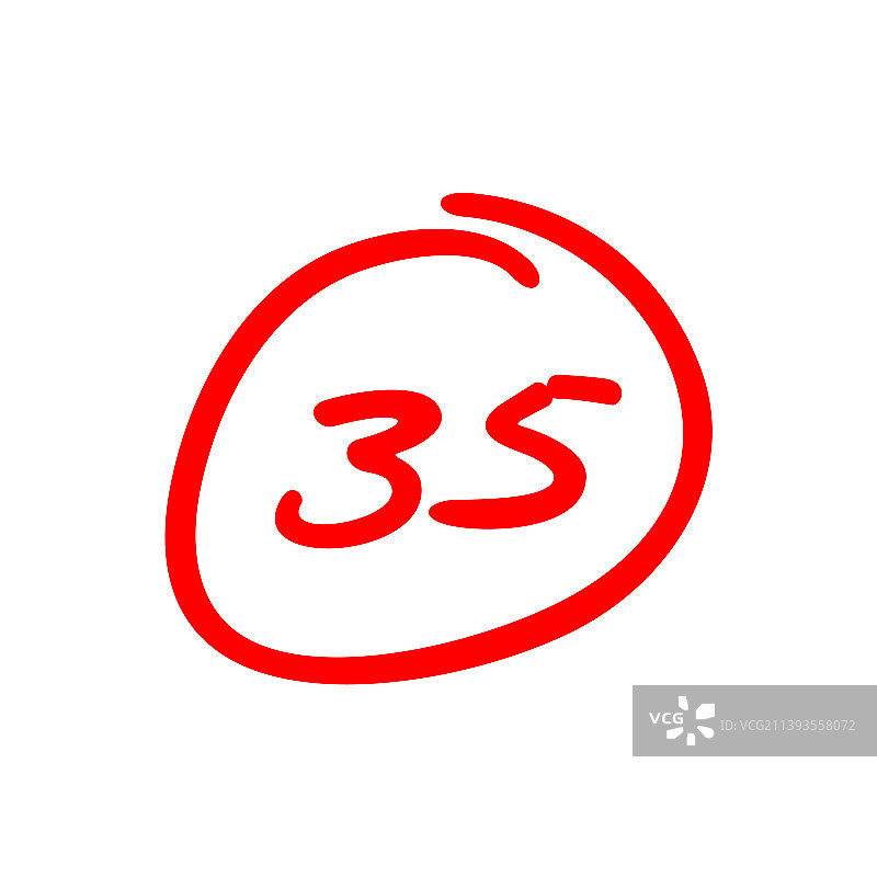 红色35分测试分数图片素材