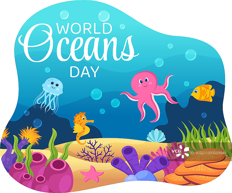 世界海洋日水下卡通场景图片素材