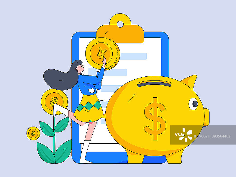 储蓄投资股市资金概念场景创意概念插画图片素材