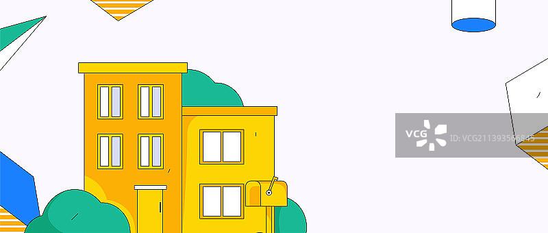 城市中的屋子建筑矢量概念运营插画图片素材