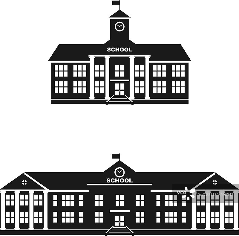 古典学校建筑剪影合集图片素材