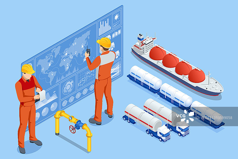 2.5D液化天然气油轮装载场景图片素材