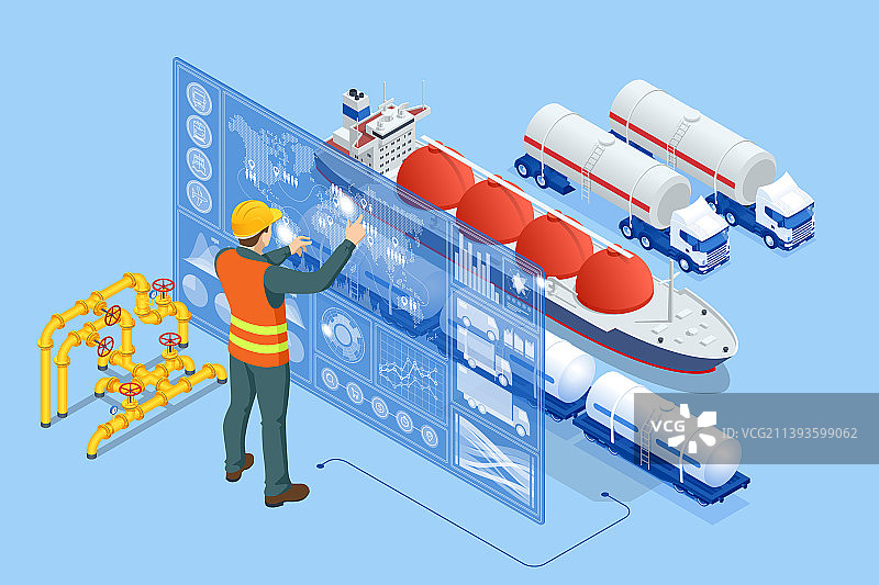 2.5D液化天然气油轮装载场景图片素材