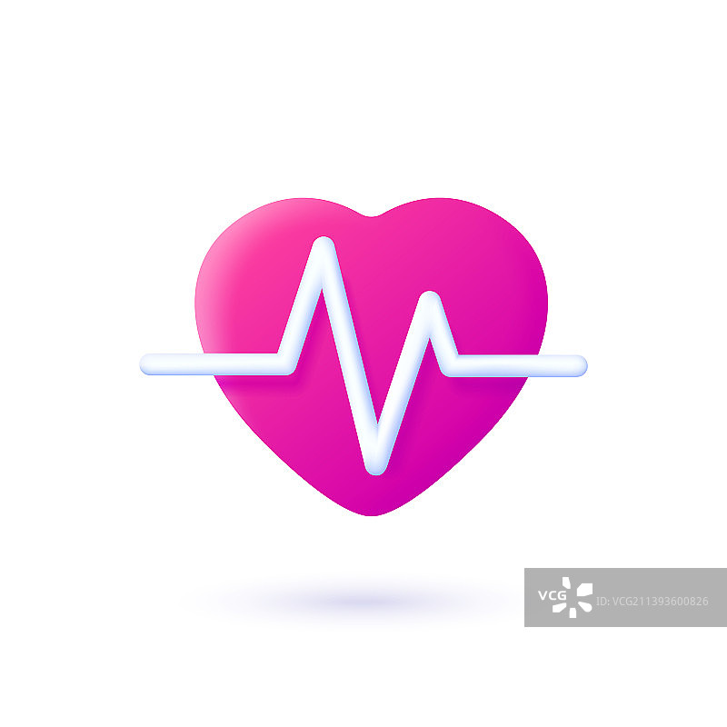 用于医疗设计的逼真脉冲3D红色心脏图片素材