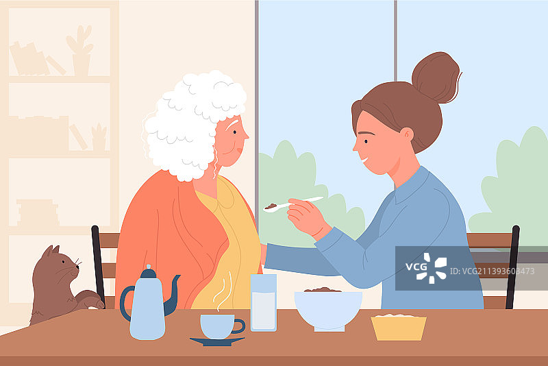 志愿者关爱老年人图片素材