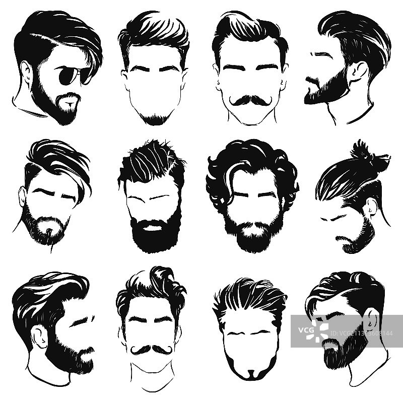 男士发型轮廓合集图片素材