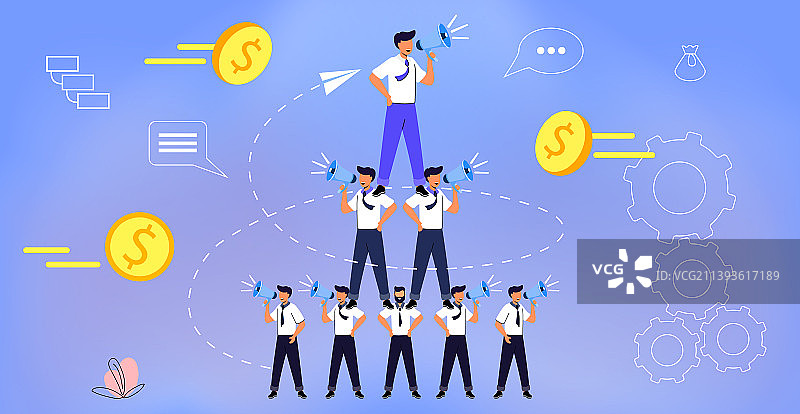 庞氏骗局商业金字塔网络图片素材