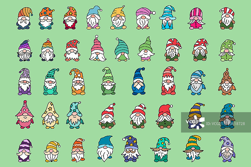 可爱侏儒精灵手绘大型合集套装图片素材