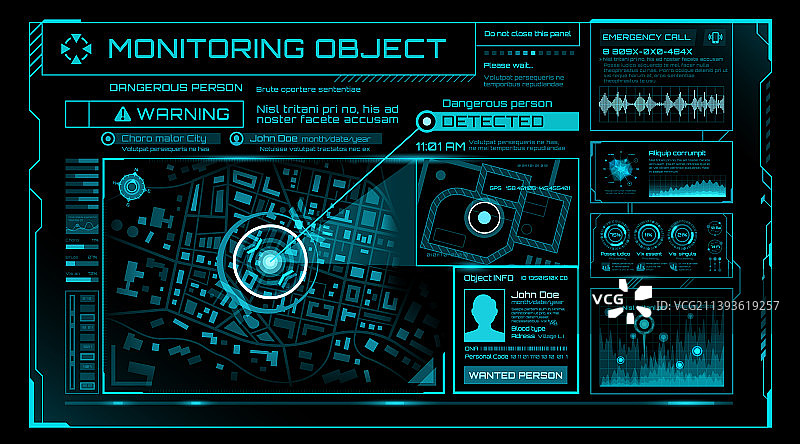 HUD安全监控系统科技屏幕图片素材
