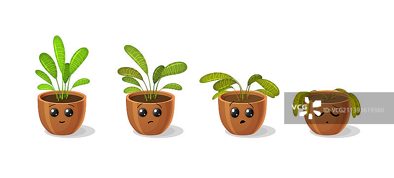 卡通花朵枯萎盆栽图片素材
