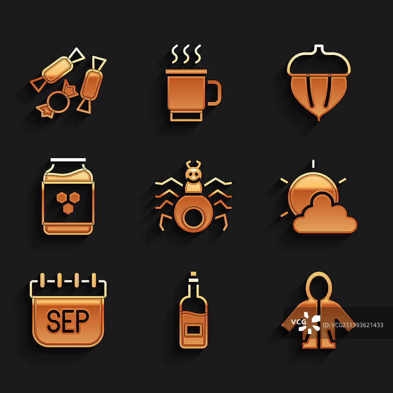 蜘蛛、葡萄酒瓶、雨衣和太阳素材图片素材