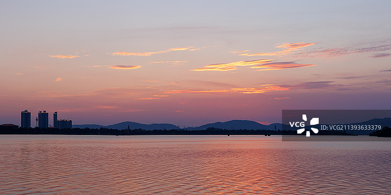 柳叶湖日落图片素材