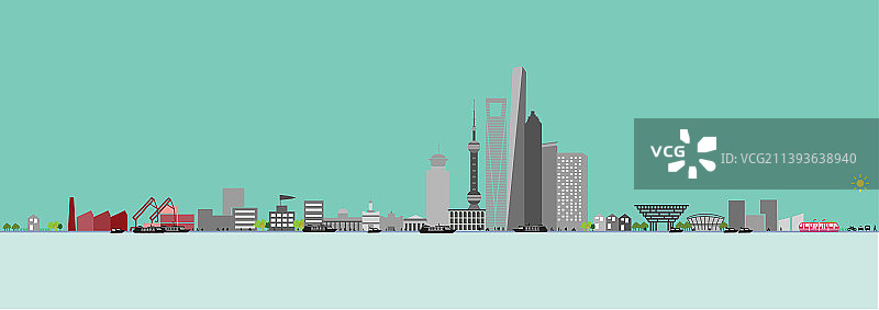 城市天际线景观矢量插图图片素材