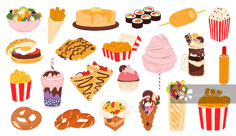 快餐甜点图标：汉堡和甜点图片素材