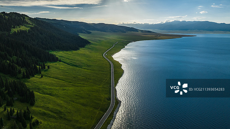 新疆赛里木湖 航拍图片素材