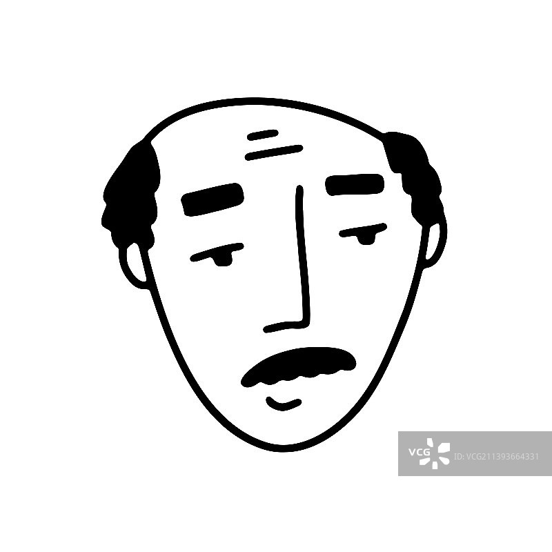 涂鸦好心人脸带胡须图片素材
