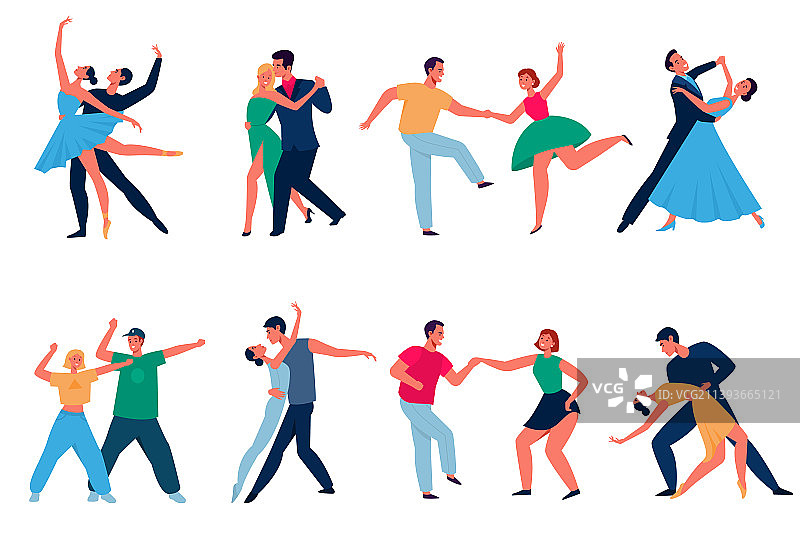 跳舞的情侣卡通专业舞者图片素材