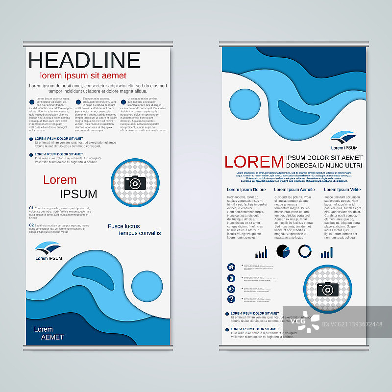 现代几何卷起商业横幅模板图片素材
