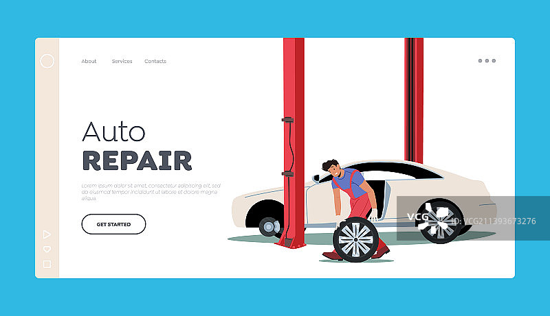 汽车维修着陆页模板图片素材