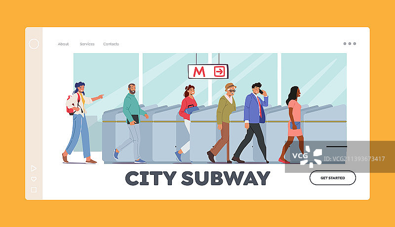 城市地铁引导页模板人物图片素材