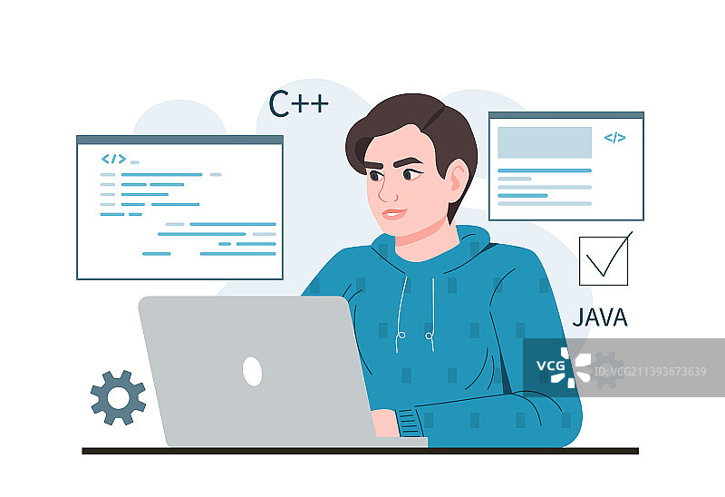 使用笔记本电脑的程序员图片素材