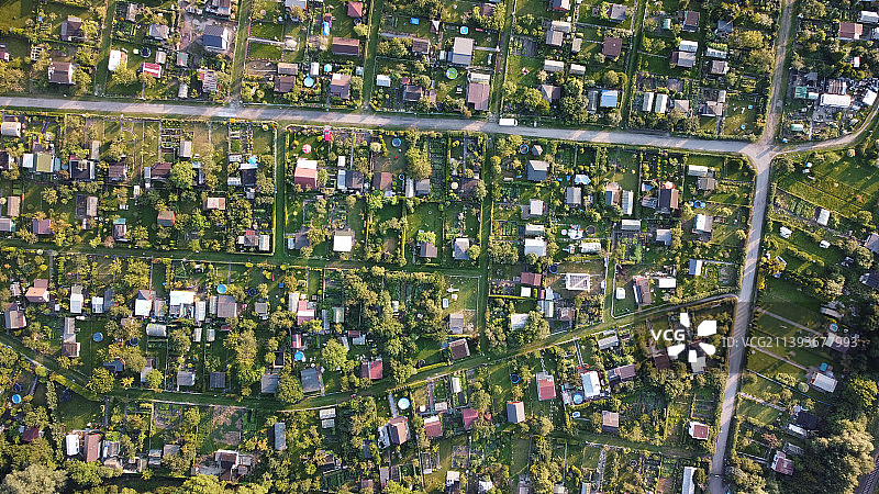 波兰的郊区城市景观鸟瞰图片素材
