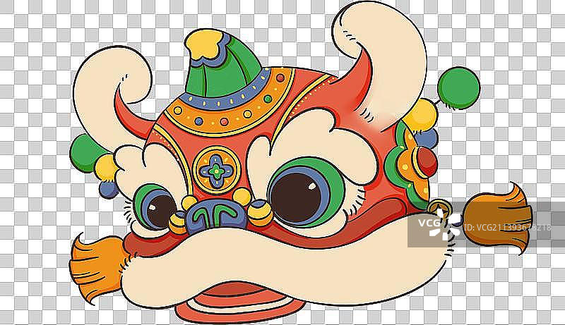 国潮风可爱的舞狮表演狮子头图片素材