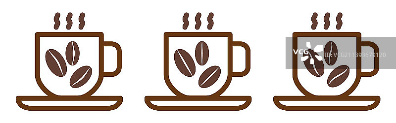 咖啡杯线性图标集合图片素材