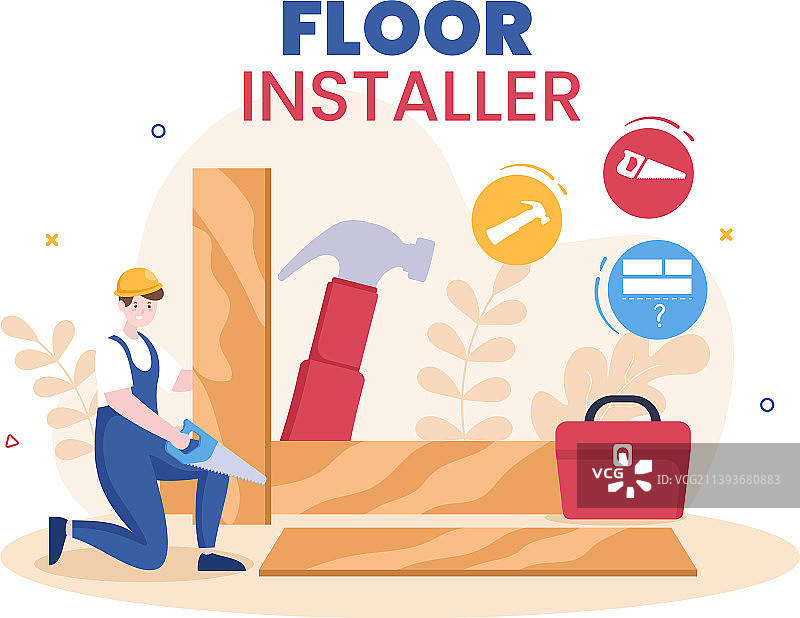 维修工铺设卡通地板图片素材