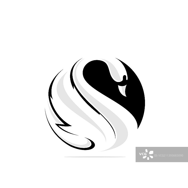轮廓Logo设计天鹅动物图片素材
