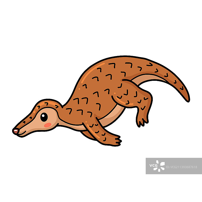 可爱的小穿山甲卡通奔跑图片素材
