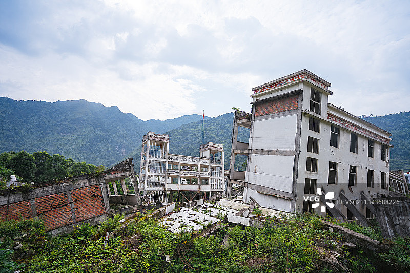 汶川地震历史遗址图片素材