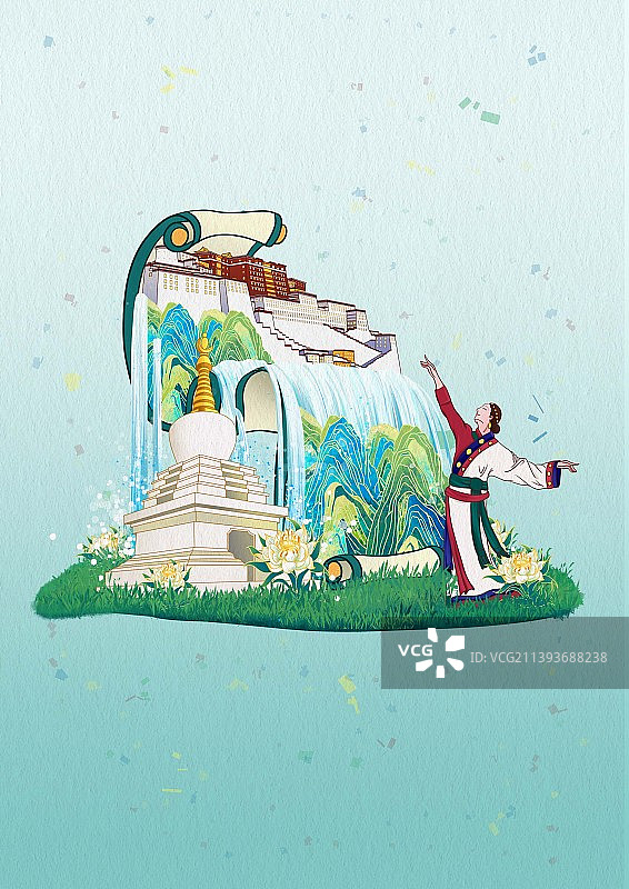 西藏著名景点地标拉萨布达拉宫图片素材