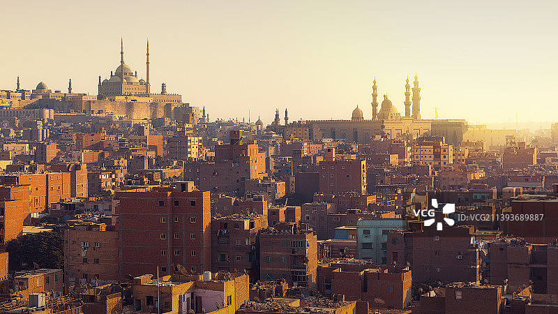埃及开罗城市建筑的空中俯瞰图片素材
