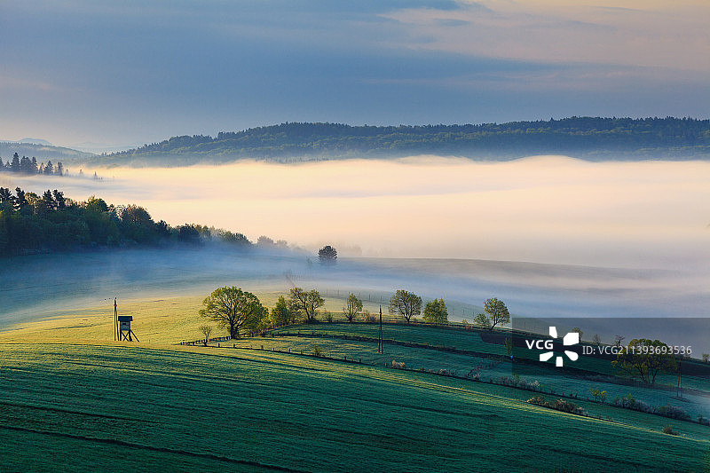 波兰的日落田园风光图片素材