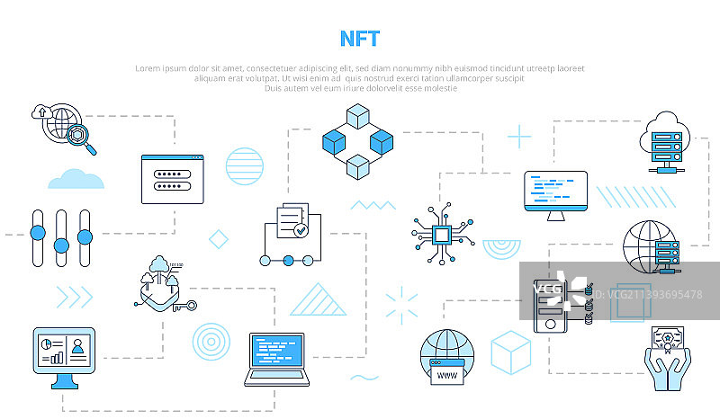 带图标集的NFT非同质化代币概念图片素材