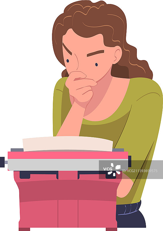 在打字机上写作的女人图片素材