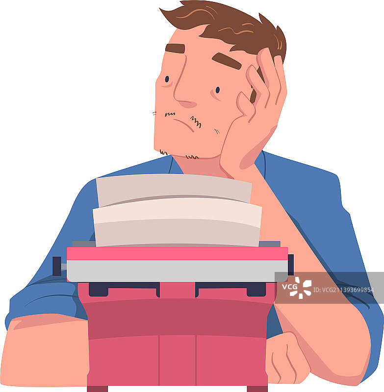 男人在打字机上写书图片素材